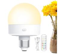 Ampoule à batterie, ampoule sans fil pour lampes | Ampoule G à piles E26 à intensité variable, ampoule rechargeable avec télécommande, ampoule LED H amovible avec 3 couleurs au choix et 4 minuteries