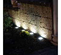 Lampe solaire au sol Lampes solaires pour l'extérieur Lampes d'allée Lampes de jardin solaires avec piquet de terre, plastique acier inoxydable, LED blanc froid, LxlxH 10x10x13 cm, set de 4