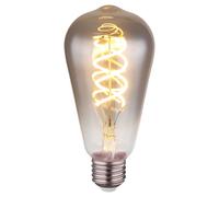 Ampoule à filament Ampoule Edison LED lampe vintage boule rétro dimmable, fumée de verre, E27 6 watts 220 lumens 2000 Kelvin blanc chaud, DxH 6,4x14,1 cm
