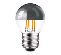 Ampoule à filament LED et tête miroir, en forme de poire, 4 W = 40 W, culot E27 KVS, blanc chaud, Rétro-fit Nostalgie (4 W 2700 K, argenté, 1 pièce)
