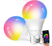 Ampoule Connectée Alexa WiFi E27 ANTELA 9W RGB/CCT 2700K-6500K, 2PCs | LED Intelligente, Compatible avec Google Home, Smart Life APP