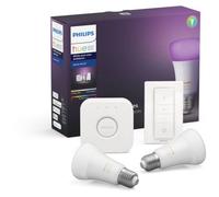 PHILIPS HUE Kit de démarrage White & Colors 2 ampoules avec pont de connexion et télécommande variateur - 10 W - E27