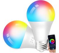 Ampoule Connectée Wifi E27 9W LED Multicouleurs RGB + CCT 2700K-6500K - Compatible Avec Alexa/Google Home - 2 PCS