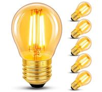 Ampoule E27 Vintage 4W LED Filament, Equivalent 40W Incandescence, Verre Ambré Blanc Chaud 2200K, G45 Filament Rétro, 400LM, AC 220V, Non-Dimmable, Décorative pour Restaurant Café Bar, Lot de 6