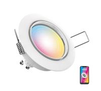 KOZII - Spot LED Encastrable pour Plafond - Aluminium Brossé - Ampoule Connectée GU10 5W - Éclairage Blancs et Couleurs - Compatible Tuya Smart & Smart Life, Blanc