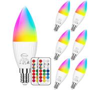 Ampoule LED E14 5W RGBW avec Télécommande Sans Fil,Changement de Couleur Dimmable .6PCS RGB et blanc froid 5700K