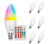 Ampoule LED E14 RGB, Blanc Froid 5700K, 5W (équivalent 50W) Ampoule de Bougie, Couleur Changement Dimmable (Lot de 6)