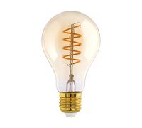 Eglo Lampe LED E27 dimmable, filament vintage spirale, ampoule Edison, éclairage rétro, 4 watts (correspond à 25 watts), 245 lumens, blanc chaud, ambré, 2200 Kelvin, A75, Ø 7,5 cm