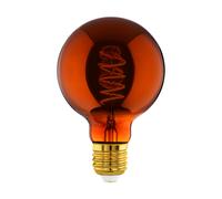 Eglo Lampe LED E27 dimmable, filament vintage spirale, ampoule Edison, globe éclairage, 4 watts, 30 lumens, blanc chaud, verre cuivré, 2000 Kelvin, G95, Ø 9,5 cm