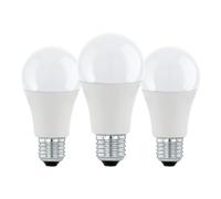Eglo Lot de 3 ampoules LED E27, lampes en verre opaque, 8,5 watts chacune, 3000 Kelvin, blanc chaud, A60, Ø 6 cm