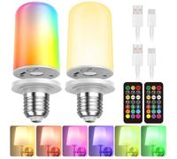 Ampoule LED E27 rechargeable - Batterie 5000 mAh USB C Minuterie et éclairage d'urgence - Éclairage sans fil - RGB