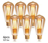 Ampoule LED E27 ST64 6W 2300K Blanc Chaud, Ampoules Rétro Edison Vintage Antique Lampe, 600Lm,Equivalent Incandescente 48W, 6pcs