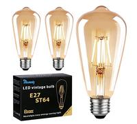 Ampoule LED Edison E27, Ampoule E27 Vintage ST64 6W 600LM Equivalent Incandescente 60W, 2700K Blanc Chaud Rétro Filament Ampoule Edison Antique Lampe Décorative pour Restaurant Café Bar, Lot de 3