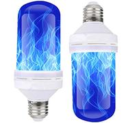 Ampoule LED effet flamme 4 modes d'éclairage simulation de flamme vacillante Base E26 E27 B22 Capteur de gravité à l'envers pour festival, hôtel, bar, maison, décoration de fête (bleu, taille A)