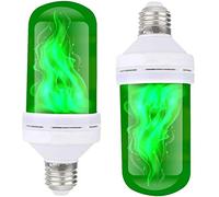 Ampoule LED effet flamme 4 modes d'éclairage simulation de flamme vacillante Base E26 E27 B22 Capteur de gravité à l'envers pour festival, hôtel, bar, maison, décoration de fête (vert, taille A)