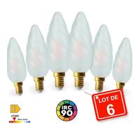 Ampoule LED Filament - Flamme Torsadée - 4W (40W équiv.) - 2700K Blanc chaud - Culot E14 (lot de 6)