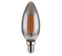 Ampoule LED fumée Lampe en verre en forme de bougie moderne, 1x LED E14 douille 6 Watt 380 lumens 1800 Kelvin blanc chaud, DxH 3,5x9,8cm