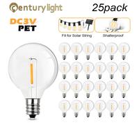 Ampoule LED G40 à Base E12, Lampe à Filament en Plastique l'horloge, DC 3V, 1W, Globe Blanc Chaud de Remplacement pour Guirxiété Solaire E12