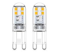 Ampoule LED G9 2W Blanc Chaud 2700K Équivalent 10W-20W Halogène, Angle de Faisceau 360°, Non Dimmable, Non Clignotant, Prise à Deux Broches, Lampe à Économie d'Énergie, Pack de 2