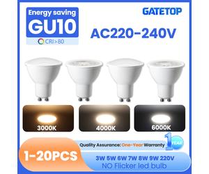 Ampoule LED GU10 3W 5W 6W 7W 8W 9W AC 220V (1-20 pièces) - Remplace les lampes halogènes 50W, idéale pour les spots encastrés et les lustres 8PCS