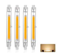 Ampoule LED R7S 118mm 30W, Dimmable, Équivalent Lampe Halogène J118 300W, Blanc Chaud 3000K, 3000LM, 360 Degrés Linéaire Ampoule, 30W R7S 118mm Slim COB LED pour Applique Murale/Lampadaire, 4 pièces