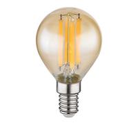 Ampoule LED rétro à filament, ampoule vintage, ampoule boule E14, verre ambré, 6 watts 700 lumens 3000 Kelvin blanc chaud, DxH 4,5x7,8 cm