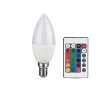 Ampoule LED RGB E14 dimmable avec bougie télécommandée avec changement de couleur, 4,8 watts 470 lumens blanc chaud, DxH 3,6x11 cm, V-Tac 2926