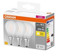 Ampoule LED ronde en verre 4 W culot E14 Blanc chaud, mat - lot de 3