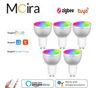 Ampoule LED Zigbee pour maison intelligente, lampe de nuit, 5W, GU10, RGBCW, Tuya Smartthings, fonctionne avec Alexa Google Home, Compatible, 1/3/10 pièces 1 RGBWC 5W