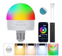 Ampoule Rechargeable Avec Télécommande Et Contrôle APP, Ampoule Intelligente E27 LED Dimmable CCT+RGB, Ampoule USB 5W Avec Aimant, 3500mAh, Lampe D'Urgence Avec Crochet, Fonction Minuterie, Lot de 1