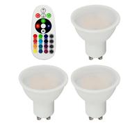 Ampoule RGB ampoule LED dimmable changement de couleur ampoule GU10 avec télécommande, 1x 3,5 watts 290 lumen blanc chaud, DxH 5x5,6