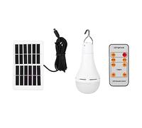 Ampoule Solaire LED 9W, 5 Modes, Télécommande, Crochet, étanche IP65, luminosité 800lm, Idéale pour Le Camping, Les Tentes, Les Jardins