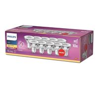 PHILIPS Ampoule Spot LED, Spot GU10, 4.6W (équivalent 50). Non dimmable, blanc chaud, lot de 10