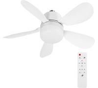 Ampoule Ventilateur Plafond avec Lumiere Minuterie Télécommande 3 Vitesses LED Lampe Ventilateur Plafond Dimmable E27 Lampe Intégrée Silencieux Ventilateurs pour Chambre Salon et Cuisine（42cm）