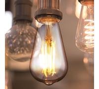 Ampoule vintage E27 ampoule LED filament rétro, verre ambre, 7 watts 720 lumens 2700 kelvins blanc chaud, DxH 6,4x14 cm