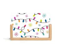 Ampoules de Noël colorées et flocons de neige Veilleuse LED en acrylique avec base en bois, facile à assembler, lampe de bureau lumineuse transparente, lampe de table décorative durable, sans odeur