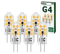Ampoules G4 Led, 6-Pack 1.2W Equivalent 10W 20W Halogène Lampe, AC/DC 12V 3000K 120lm 12.1 x 36.4mm Non Dimmable Sans Scintillement pour Chambre Salon Cuisine Jardin (Blanc chaud)