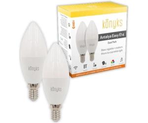 Ampoules LED Connectées E14, Wi-Fi + Bluetooth, RGB Couleurs + Blanc Réglable, 5W, Konyks Antalya E14 Max Easy Dual Pack