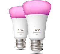 Ampoules LED Connectées Philips Hue A60, Lumière Blanche et Colorée, Culot E27, 6W, 810 Lumens, 1000-2000k, Pack de 2