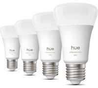 Ampoules LED Connectées Philips Hue A60, Lumière Blanche et Colorée, Culot E27, 6W, 810 Lumens, Pack de 4