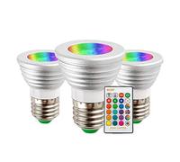 Ampoules LED Couleur (Lot de 3), 5W RGBW/RGBC Dimmable LED Bulbs E27 Télécommande Lampes d'Ambiance avec Fonction de Mémoire et Minuterie, RGB 16 choix de couleur pour Maison/Décoration/Bar/Fête