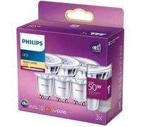 Ampoules LED GU10 Philips - Pack de 3 - 50W - Blanc chaud - Éclairage intérieur