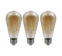 Ampoules vintage Ampoule E27 Ampoules à filament rétro LED, verre ambré, 7 watts 720 lumens 2700 Kelvin blanc chaud, DxH 6,4x14 cm, lot de 3