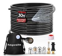 Ampvolts 30M Déboucheur Canalisation Haute Pression - 5 Buses + Adaptateur Karcher, 5800 PSI/400 Bar, Compatible avec Karcher K2-K7(Adaptateur standard)