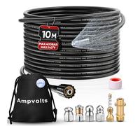 Ampvolts Déboucheur Canalisation Haute Pression 10 m, 5 Buses | 400 bar/5800 PSI, 5 buses et adaptateur laiton, compatible avec Karcher K2 K3 K4 K5 K6 K7, pour canalisations et évacuations