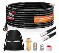 Ampvolts Déboucheur de Canalisation Haute Pression 10 m, 400 bar/5800 PSI | Adaptateur en laiton compatible avec Karcher K2 K3 K4 K5 K6 K7, pour nettoyer canalisations, tuyaux et évacuations