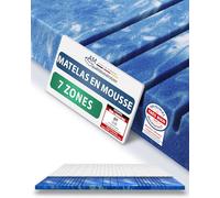 AMQ Sleep Surmatelas 135x190 Gel 7 Zones - Rafraîchissant Mémoire de Forme 8 cm RG50 - Fabriqué en Allemagne, Housse Lyocell Déhoussable Antidérapante - sur Matelas 1 Personne