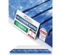 AMQ Sleep Surmatelas 140x200 Gel 7 Zones - Rafraîchissant Mémoire de Forme 8 cm RG50 - Fabriqué en Allemagne, Housse Lyocell Déhoussable Antidérapante - sur Matelas 2 Personnes