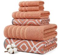 Amrapur Lot de 6 Serviettes en Coton Oxford Corail, Simple