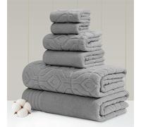 Amrapur Overseas Lot de 6 Serviettes Jacquard en Fil Teint Diamant Gris Anthracite